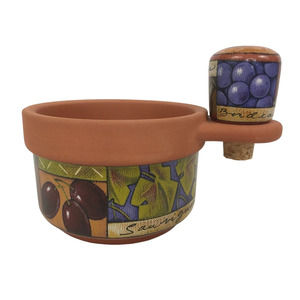 French Sauvignon Bordeaux Terracotta Wine Mug Wine Cooler with Stopper on Handle
